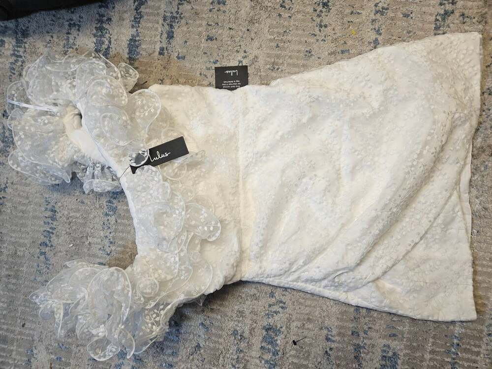Lulus White Embroidered Ruffled Mini Dress - Picture 4 of 6